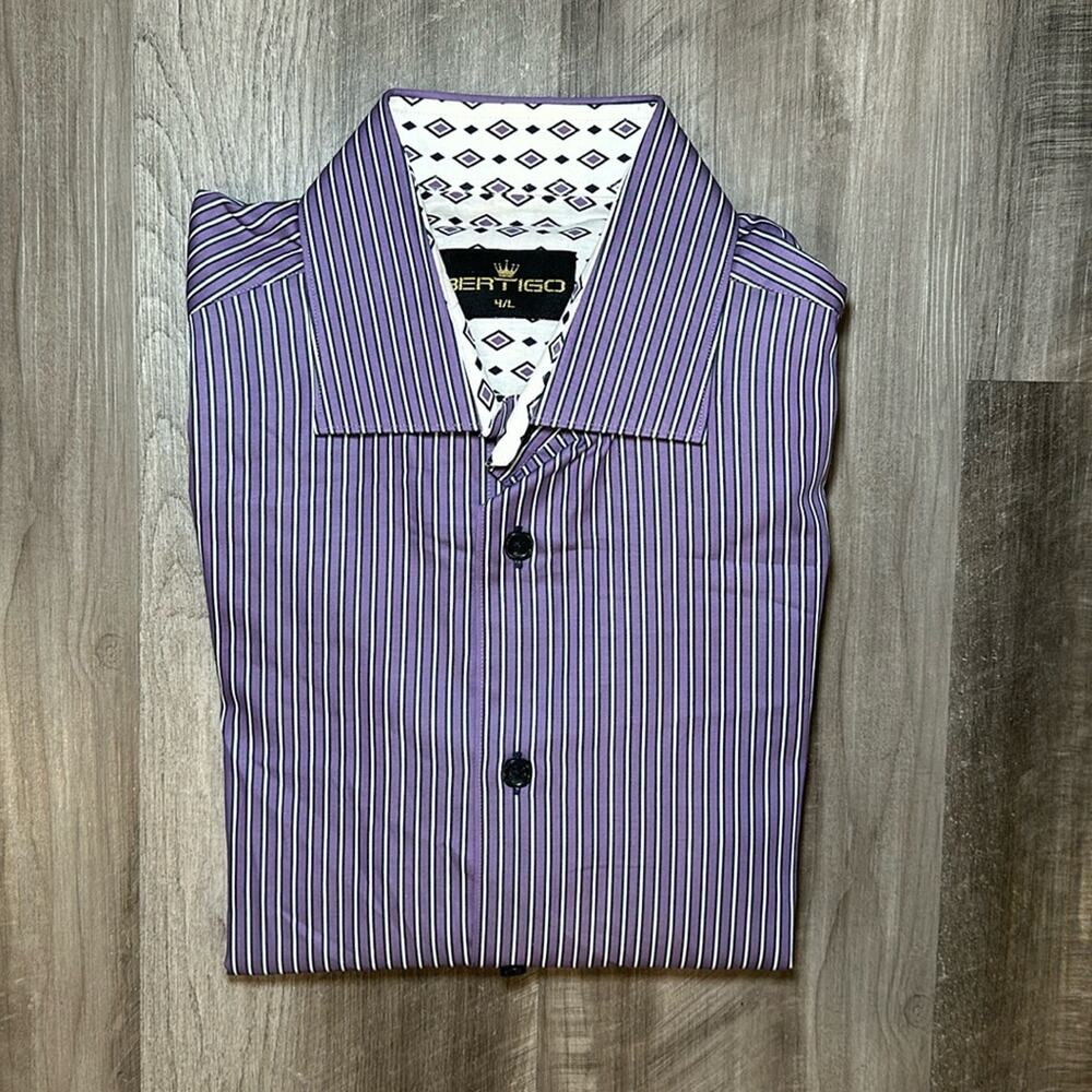 Bertigo Long Sleeve Button Down Shirt - 4/Large